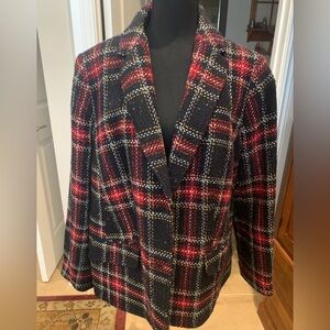 Talbots Red and Black Plaid Blazer